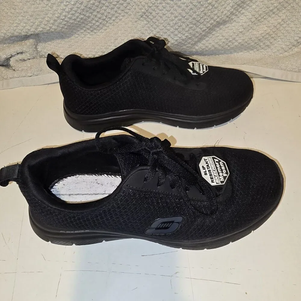 Skechers Flex Advantage SR Shoes Mens Size 7 Black Slip Resistant No Insole